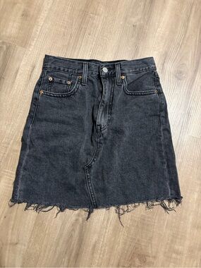 Black Levi Denim Skirt - Classic Raw Hem